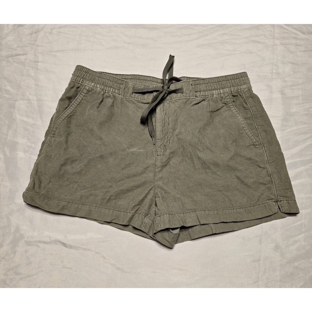 American Eagle High-Waisted Corduroy Sport Short Olive Green Drawstring Small